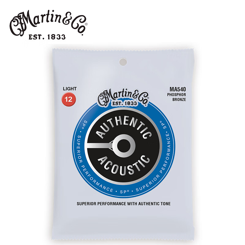 MARTIN MA540 Acoustic Guitar Strings, Phosphor Bronze 012/054 Folk Strings for Martin Acoustic Guitars, Universal Set