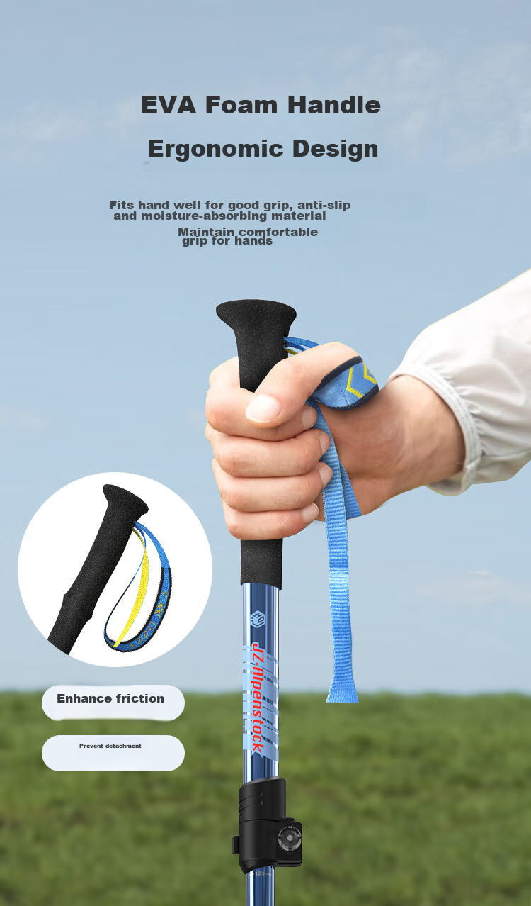 JD Original [Zhixuan] 3K Carbon Fiber Aluminum Alloy Trekking Pole, Ultra-Light Foldable Outdoor Hiking Walking Stick, Blue, SZ300 6