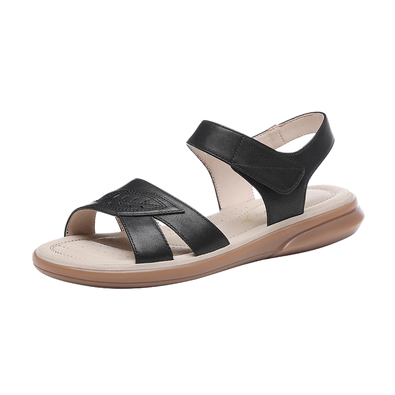 RED DRAGONFLY Leather Sandals, Summer Soft-Soled Comfortable Mom Shoes, Women's Wedge Heel Soft Leather Beach Shoes, WTK233141