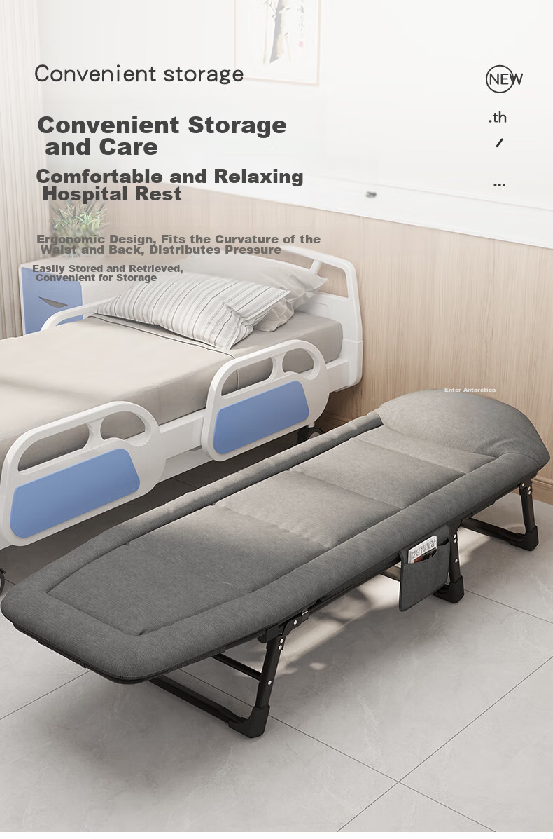 Nanjiren Folding Bed Lounge Chair Single Bed Office Nap Chair Folding Rest Bed Companion Care Bed Simple Camping Bed Light Linen Gray 11