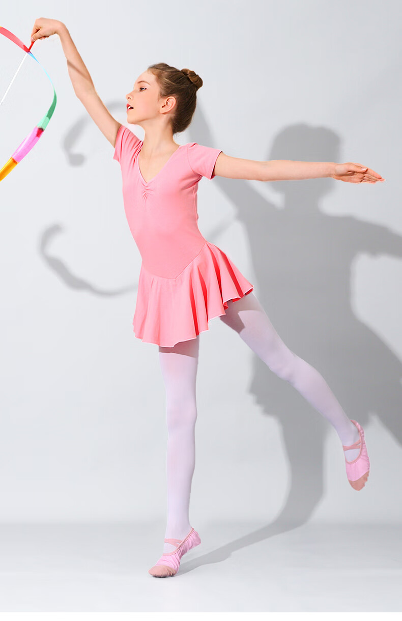 Zhiyouban Children's Dance Short-Sleeve Ballet Leotard, Girls' Performance Costume for Spring, Autumn And Summer, Lightweight Practice Outfit 16