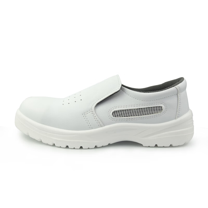 HANYANGCLEAN Anti-Static Safety Shoes Steel Toe Anti-Smash White Work Shoes Breathable Soft Sole Dust-Free Workshop Shoes White Side Mesh Style Size 39