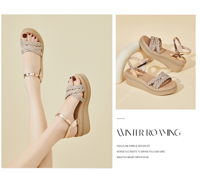 DAPHNE Thick-Soled Wedge Sandals for Women, Fashionable And Elegant Soft-Soled Shoes, Versatile High Heels to Match Dresses, Model 4622303004, Silver, Size 40 13