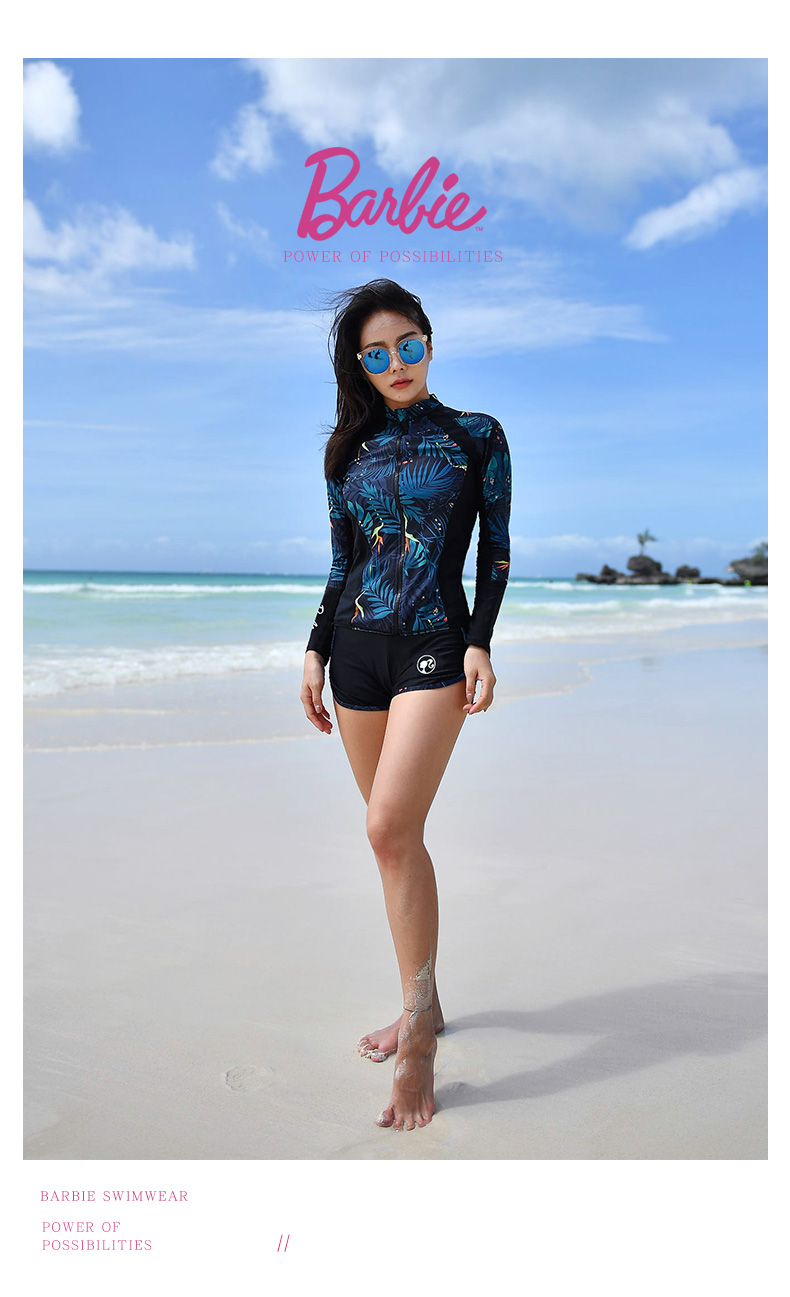 Barbie Couple's Wetsuits, Women's Two-Piece Long-Sleeve Sun Protection Jellyfish Suit, Snorkeling Suit, Surfing Suit Set, Slimming Swimwear 14