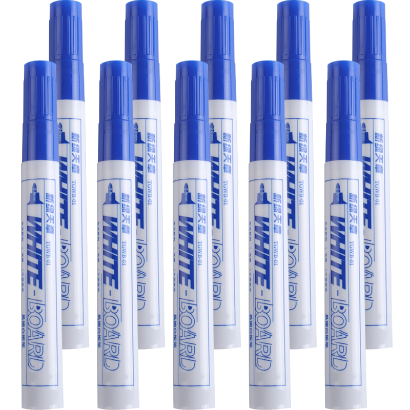 TANGO Single-Tip Whiteboard Marker, Blue, 10-Pack, 2.8mm Tip, Writes up to 500 Meters, Easy to Erase, Quick-Drying, Non-Bleeding, Erasable Marker, Oil-Based Pen, Blackboard Pe