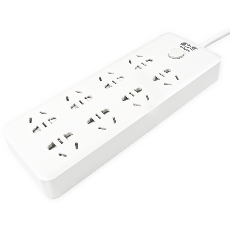 Delipow New National Standard Socket, 8 Outlets with Master Control, 3 Meters, Overload Protection, Phosphor Bronze, All-In Appliance Adapter, Power Strip, Electrical Outlet