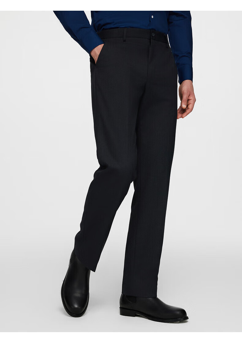 G2000 Men's Spring and Autumn Machine-Washable Easy-Care Crisp Four-Season Skin-Friendly Indigo Slim Fit Trousers 33 12