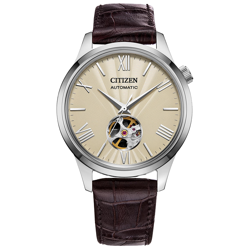 CITIZEN Watch for Men, Japanese-Korean Style Automatic Mechanical Watch with Leather Strap, Retro Design, Suitable As A Gift for Students Or Boyfriends, NH9130-17A