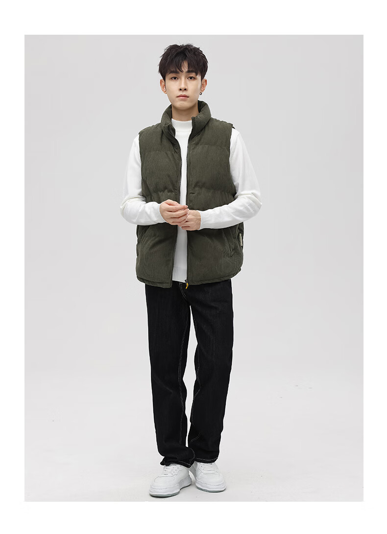 JEANSWEST Men's Spring Autumn Corduroy Loose Vest with Shoulder Bag Warm Jacket Dark Gray 3XL 5