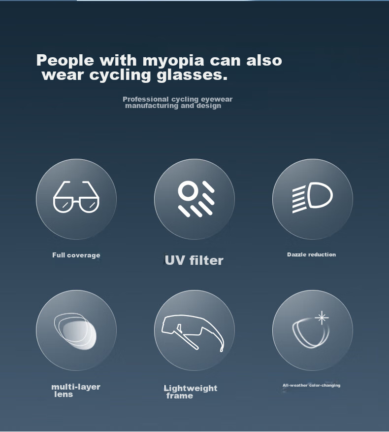 WestBiking Cycling Glasses, Photochromic Myopia-Proof Windproof Goggles, Large Frame Black 2