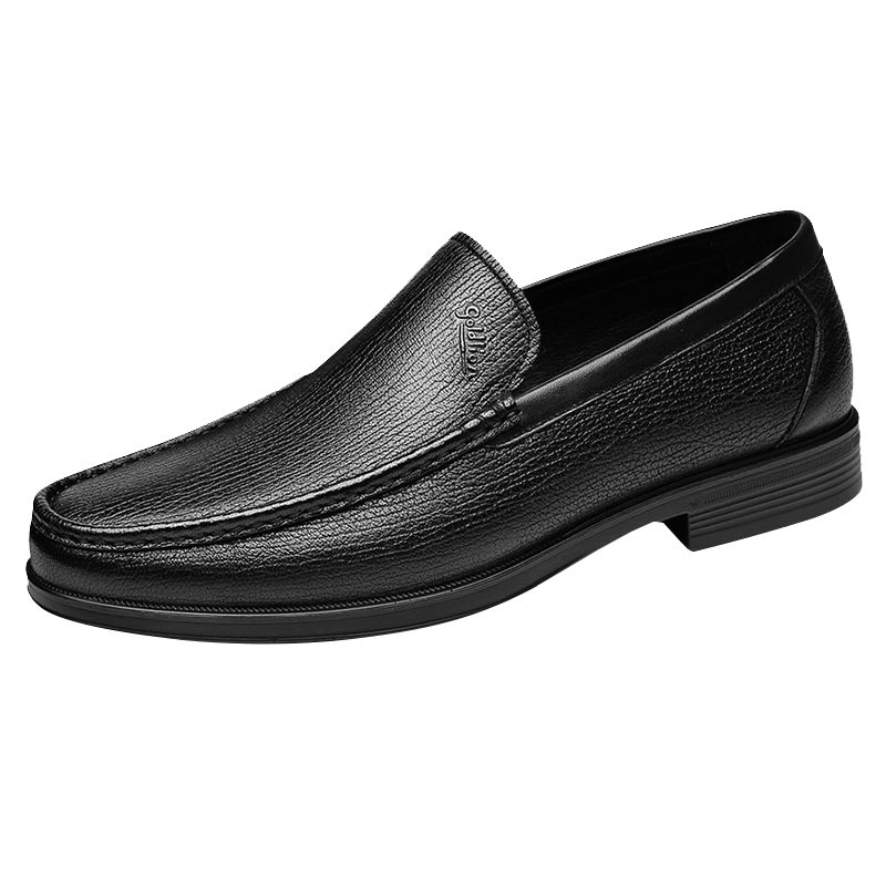 Goldlion Men's Shoes, Business Casual Shoes, Comfortable Lightweight Breathable Fashion Leather Shoes, 596830193ALB, Black, Size 38