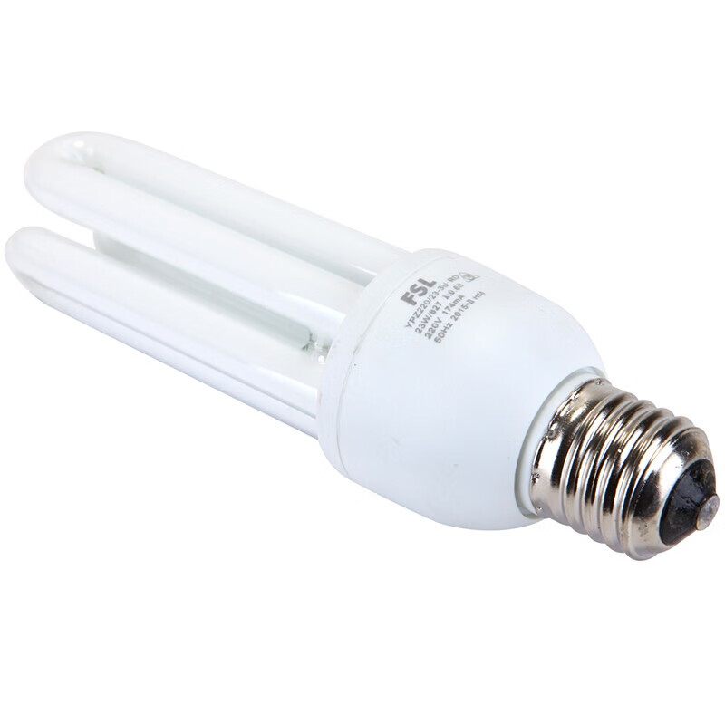 Foshan Lighting (FSL) U-Shaped Energy-Saving Lamp Tri-Color Fluorescent Energy-Saving Bulb 3U Energy-Saving Bulb E27 Screw Base 23W Cool White (6500K)