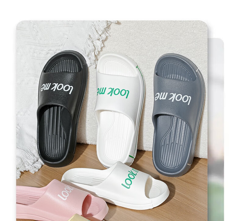 Huameijianbu Solid Color Instagram-Style Slippers, Bathroom Indoor And Outdoor Soft-Soled Squishy Feeling Sandals, Women's Style HM915, White, Size 38-39 3