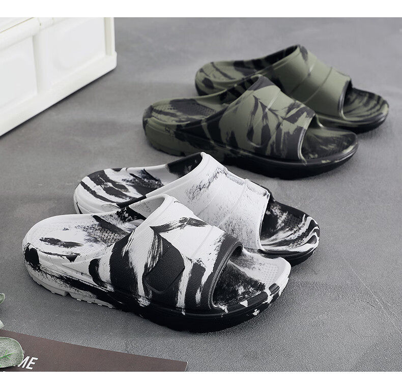 GUOLUOFEI Japanese Export Quality Non-Slip Men's Summer Slide Slippers Thick Sole Large Size Khaki 46-47 6