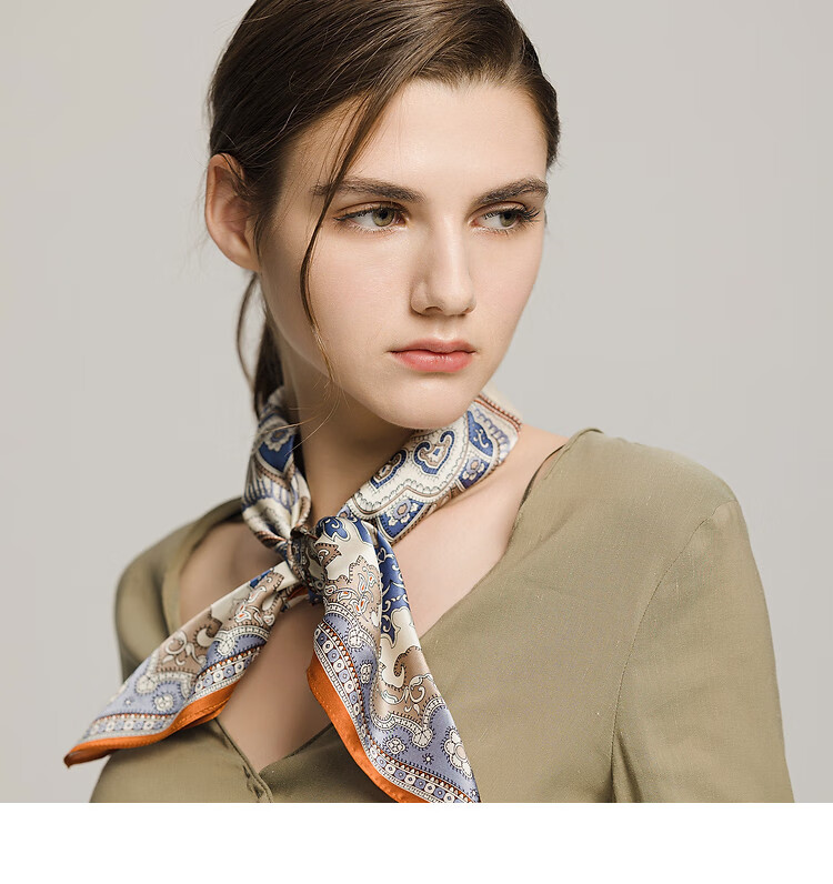Sijie Silk Scarf for Women, 100% Mulberry Silk Printed Square Scarf, Mid-Autumn Festival And Office Use, Gift for Mom on Holidays 6