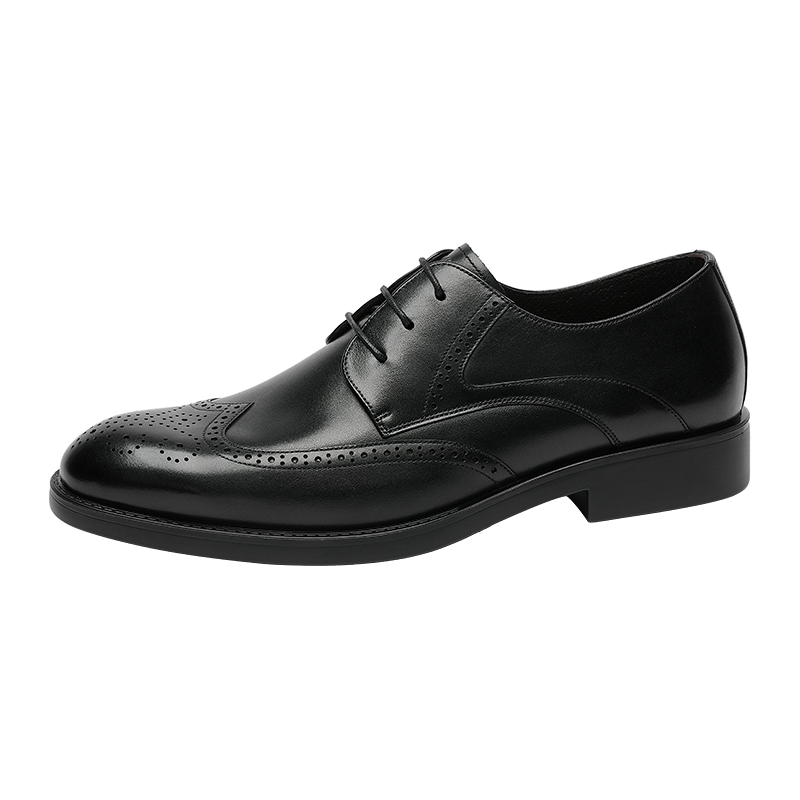 Goldlion Men's Shoes, Urban Formal Wear, Distinctive Carved Leather Shoes, Durable And Comfortable Brogue Shoes, 59621018401A, Black, Size 43