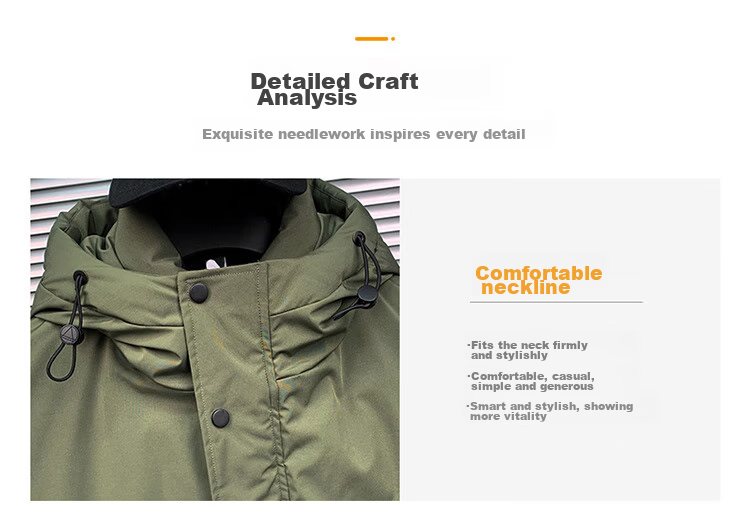 JEEP Men's down Jacket, Winter Warm Casual Workwear Coat, Trendy Menswear, Army Green, 2XL 10