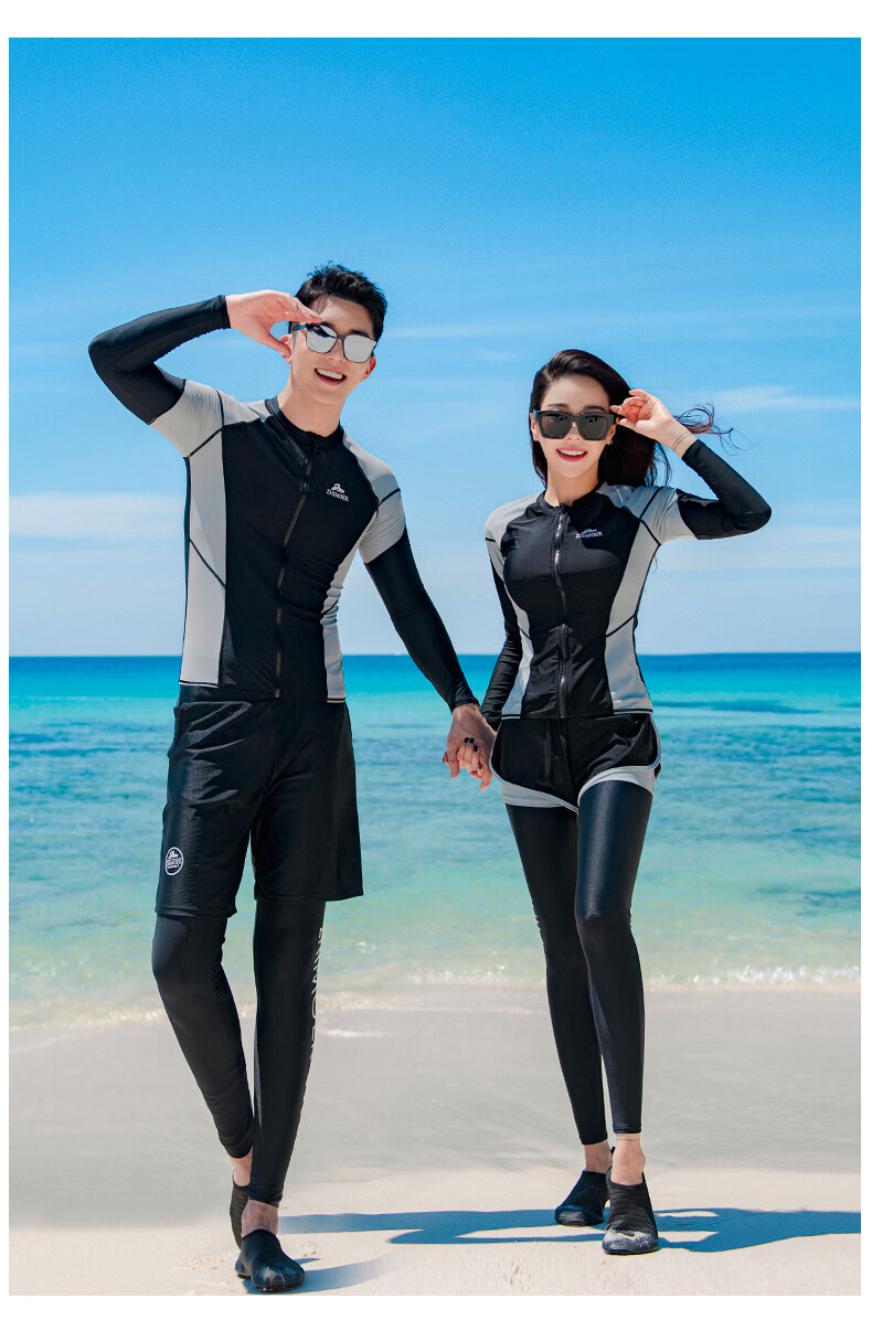 Yifu Quick-Dry Sun Protection Wetsuit for Men, Two-Piece Long Sleeve And Pants Set, Snorkeling Suit, Couple's Swimwear, Women's Surfing Suit 4