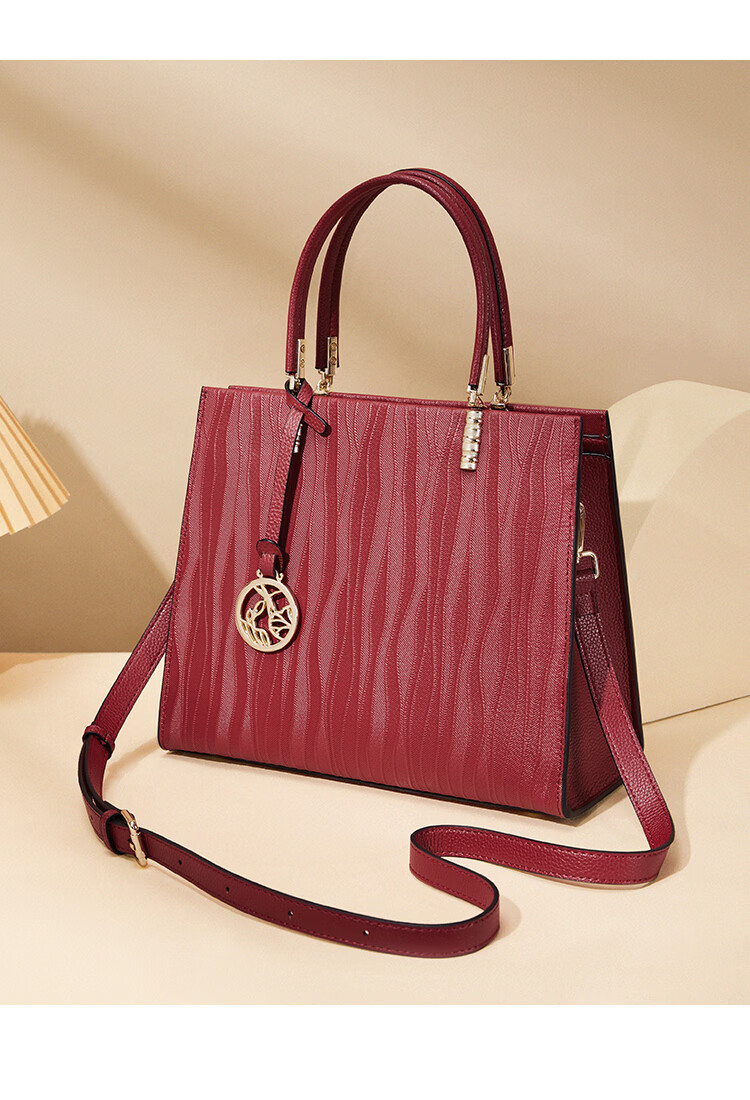 RED DRAGONFLY 2026 New Women's Handbag, Top-Grain Leather Shoulder Tote Bag with Handle, Birthday Gift for Mom 3