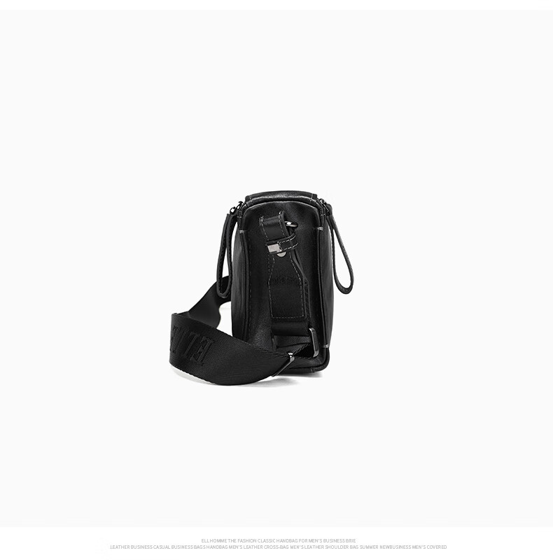 ELLE HOMME Men's Crossbody Bag, Fashionable Genuine Leather Shoulder Bag, Casual Large-Capacity Small Satchel Cowhide Men's Bag 206730 Black Birthday Gift for Boyfriend 13