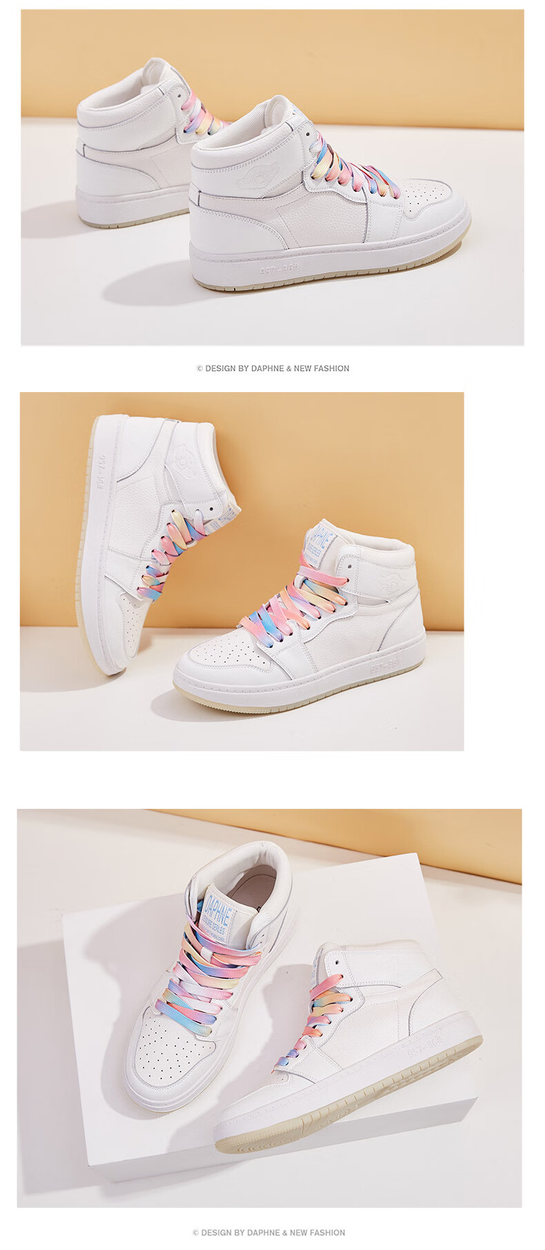 DAPHNE Thick-Soled Fleece-Lined Sneakers, Versatile Women's Shoes, 422104603, Black (High-Top Single Lining), Size 35 7