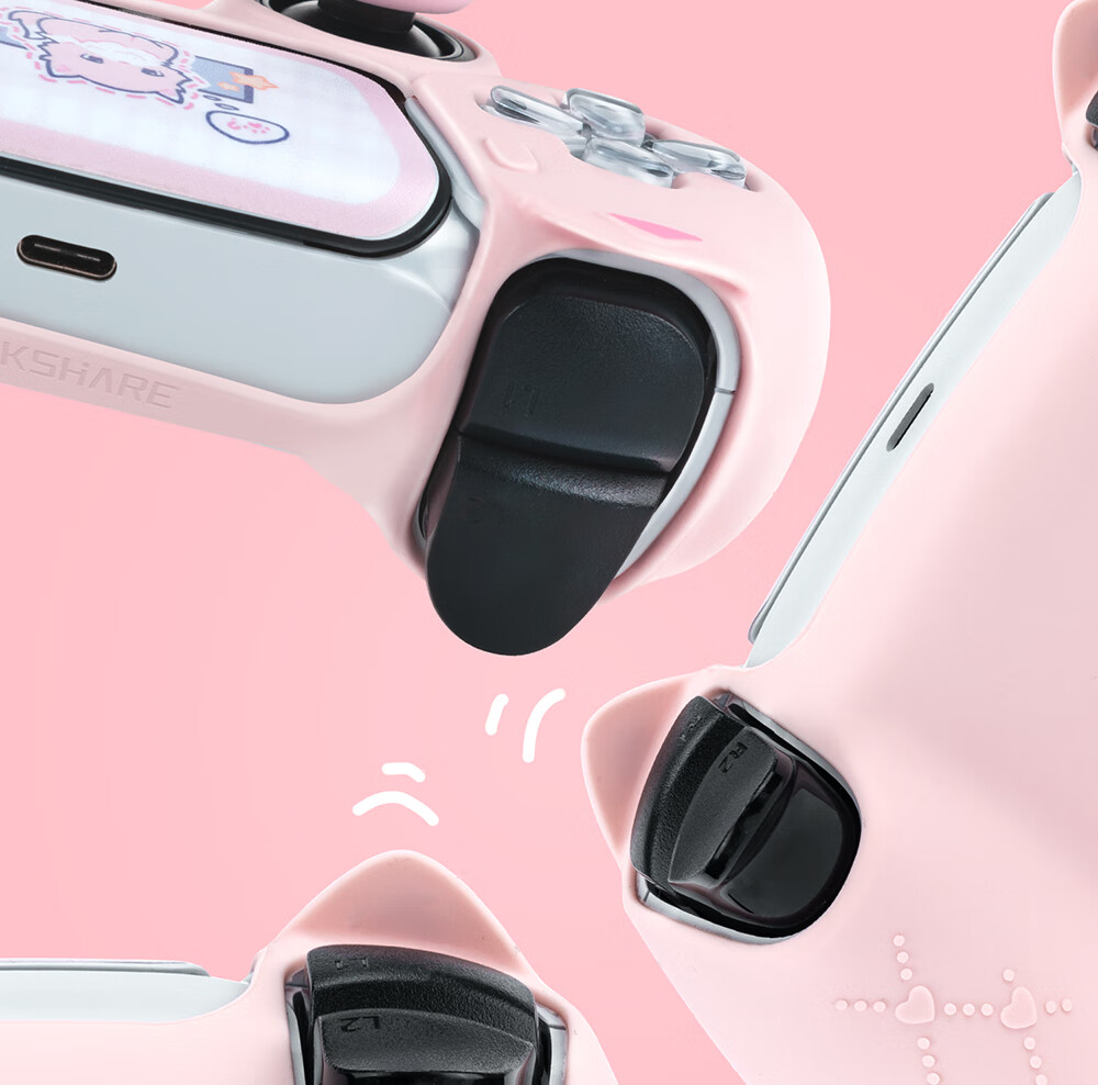 Jixiang PS5 Controller Protective Case, Pink Sweet Heart Skeleton Controller Silicone Cover, Full Protection Anti-Slip Sweat-Absorbing Soft Shell, Cute Cartoon Protective Controller Gaming Accessory 9