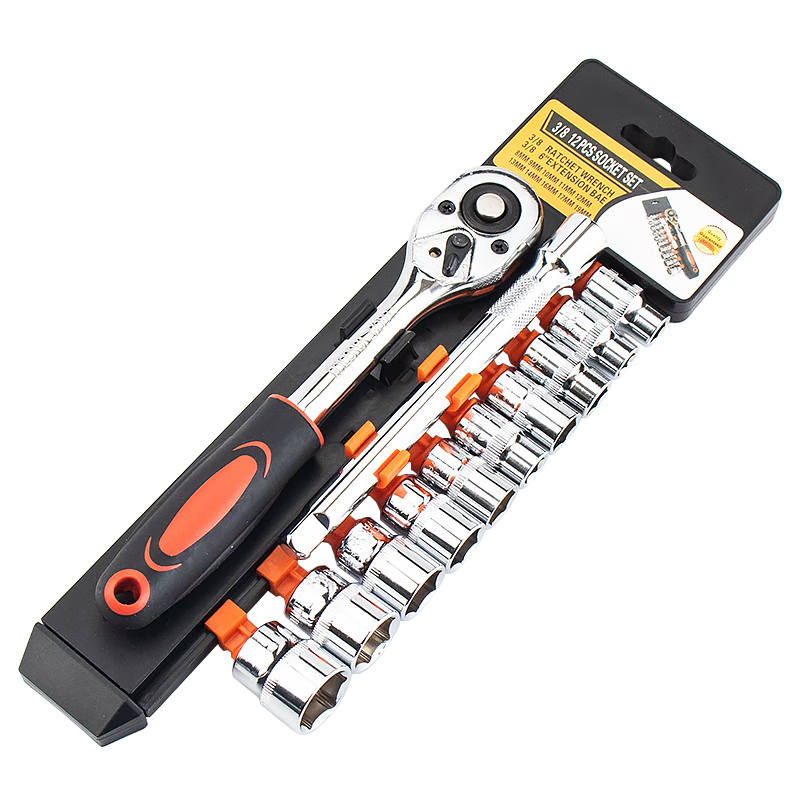 Haisidike Ratchet Socket Wrench Set Hex Key Quick Wrench Socket 3/8 Inch 12PC【Jingcang】