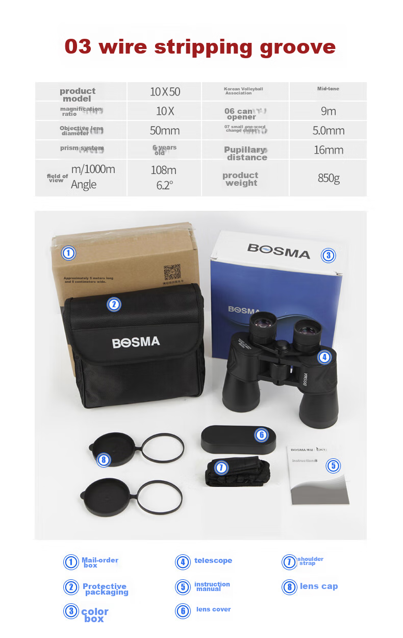 BOSMA Telescope, Paul II Generation 10x50 High Magnification High Definition Night Vision Concert Binoculars 11