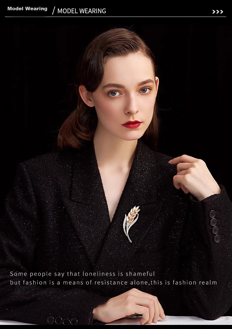 Eternelle French Eternal Elegant Wheat Ear Brooch, High-End Exquisite Coat Accessory Pin, Corsage for Birthday, Champagne Color 3