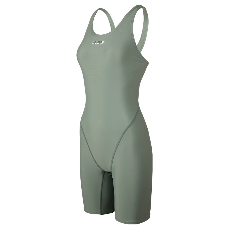 ZOKE ZOKE Women's Professional Training One-Piece Swimsuit, Five-Minute Swimwear, 123501427-1, Light Army Green, 2XL