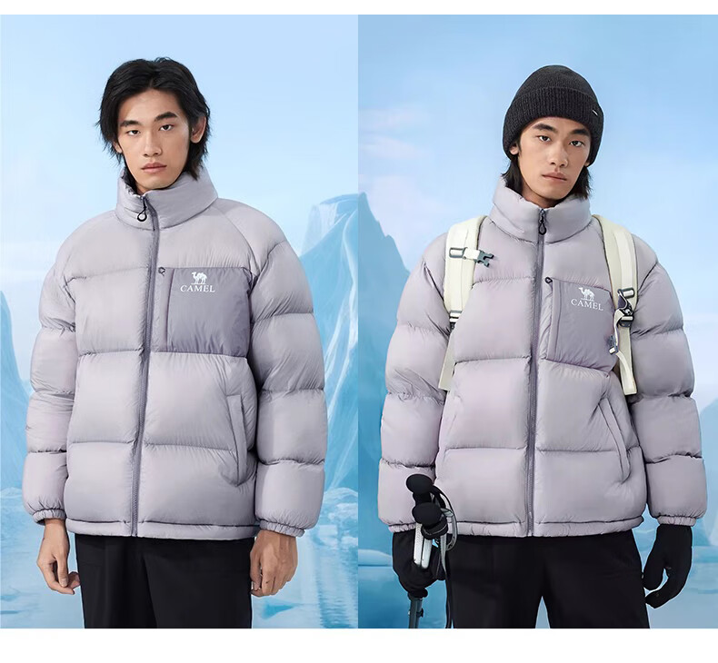 CAMEL Winter Outdoor down Jacket for Men And Women, Couples Style, Water-Repellent, Thickened, Warm Puffer Coat A34CF00804B 11