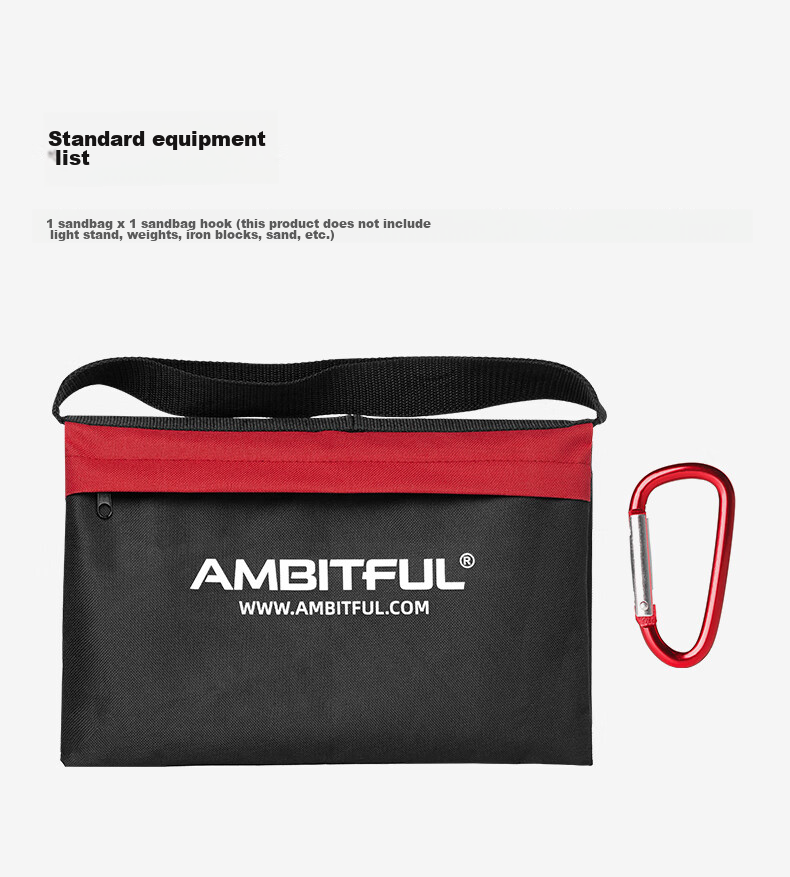 AMBITFUL Photography Weighted Double-Section Sandbag, Studio Photography And Film Lighting Suspension Arm Crossbar Balance Bag Accessory, Oxford Sandbag Ceiling Light Stand Weighted Bag Wear-Resistant Black Model 2