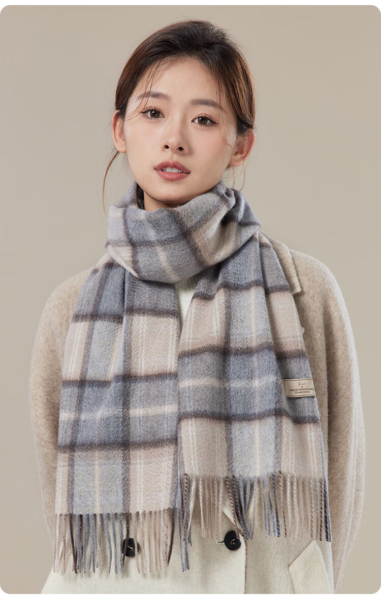 JIUMU 100% Cashmere Scarf for Women, Autumn And Winter Shawl, Warm Neck Wrap, Gift for Girls, Mid-Autumn Festival Birthday Present, Gift Box Set 7