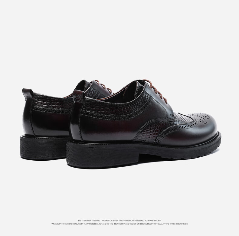LAORENTOU Men's Leather Shoes, Business Formal Shoes, Brogue Carved Wedding Shoes, Top-Grain Leather High-End Executive Shoes, 200253 Black, Size 41 7