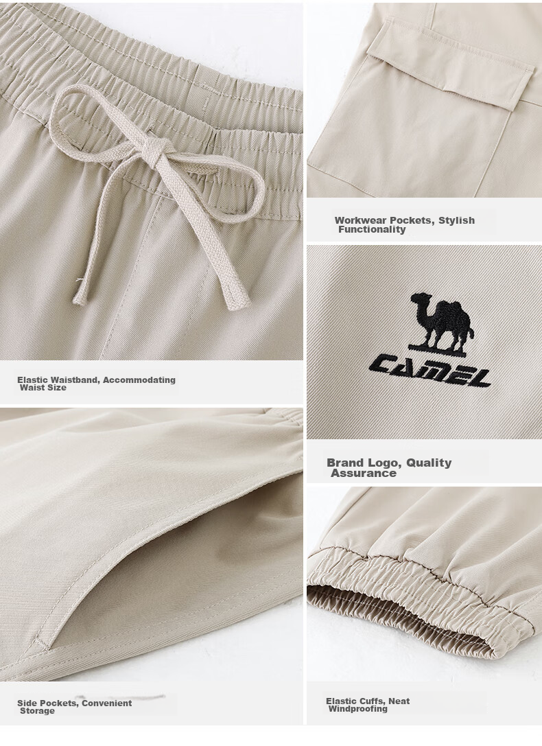 CAMEL Men's Sports Casual Pants, Water-Repellent Woven Jogger Sweatpants, J13CAVLR060, Phantom Black, XL 45