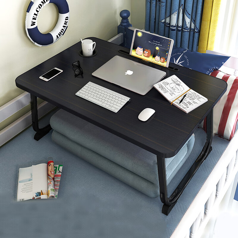 Huakaizhixing Bedside Table, Laptop Desk, Study Desk, Writing Desk, BGZ698 Black, 70*48