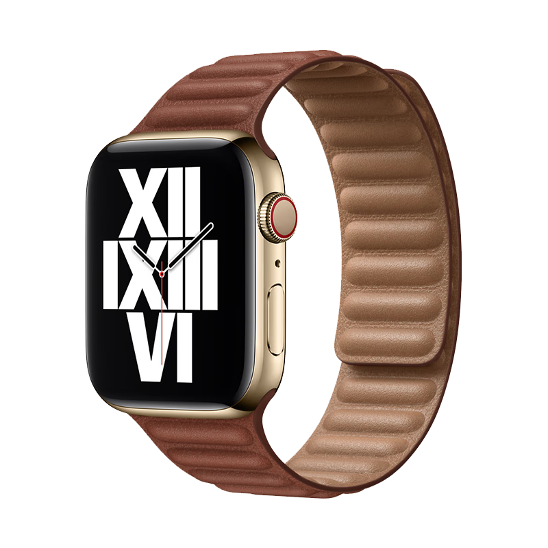 MSSM Leather Strap Compatible with Apple Watch Series 12/11/ultra4/S10/9/SE3 Magnetic Wristband [Tan Brown] 44-49mm
