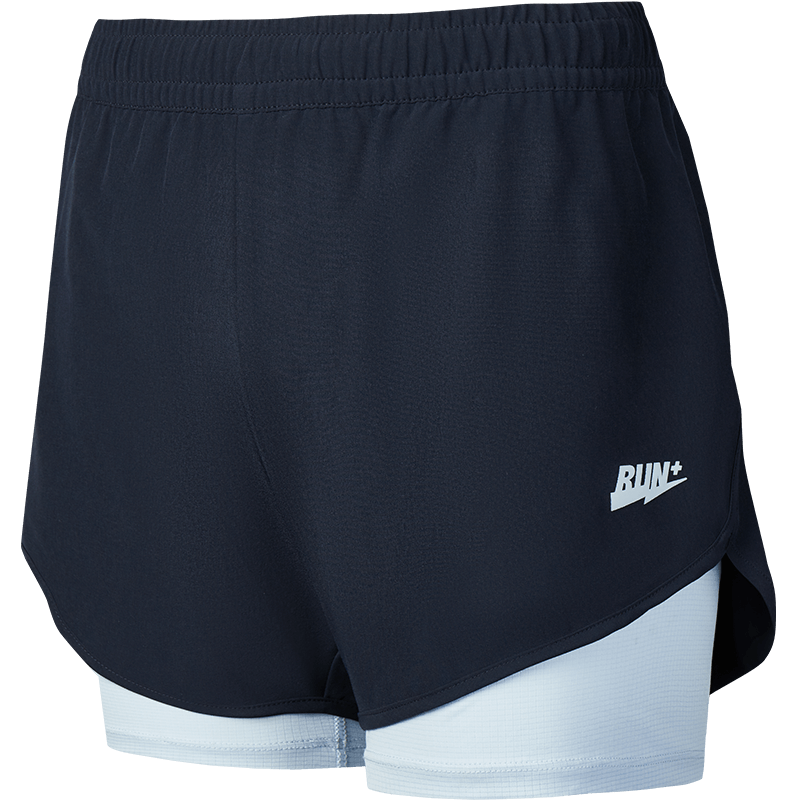 QIAODAN Women's Shorts, Sports Pants for Summer, Thin Breathable Quick-Dry Fake Two-Piece Anti-Chafing Running Pants for Wome
