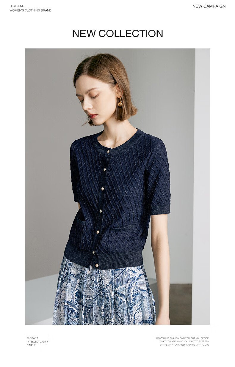 YANYEE Black Crew Neck Knit Top Women 2024 Summer Casual Simple Versatile Shiny Short Sleeve Shirt Dark Blue XXL/44 9