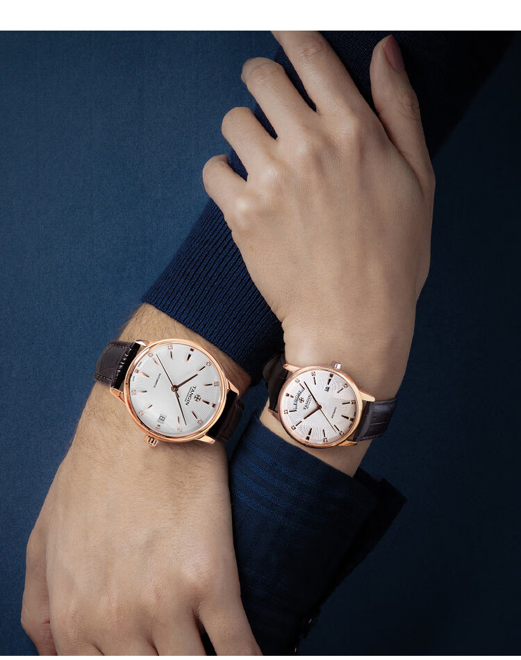 TANGIN Imported Swiss Watch, Xixin Series Leather Strap Mechanical Couple's Watch, Swiss Watch T7025GLHWFSB 3