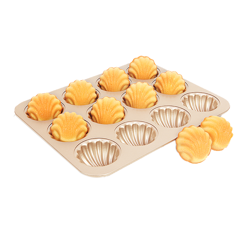 Xuechu 12-Link Madeline Shell-Shaped Cake Bread Baking Tray, Butter Year Cake Mold, Baking Tool