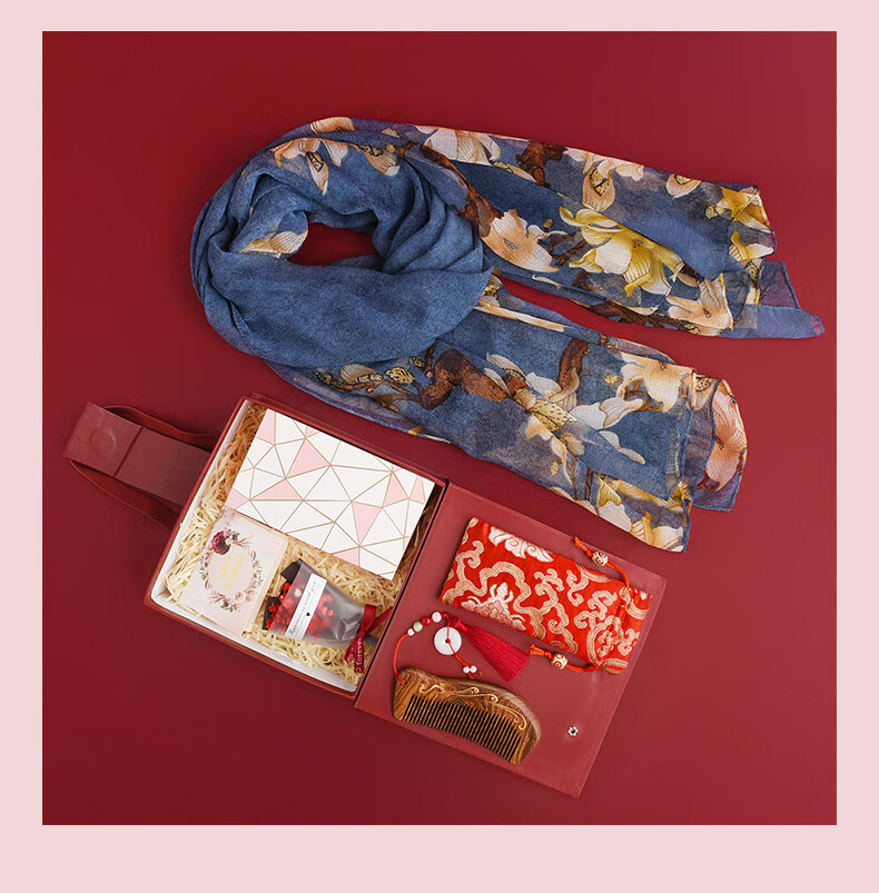 Hangsifu Silk Scarf for Women, Summer Gift Box, Shawl, Outer Wrap, Practical Birthday Present for Mom Or Wife, Mid-Autumn Festival Gift 6
