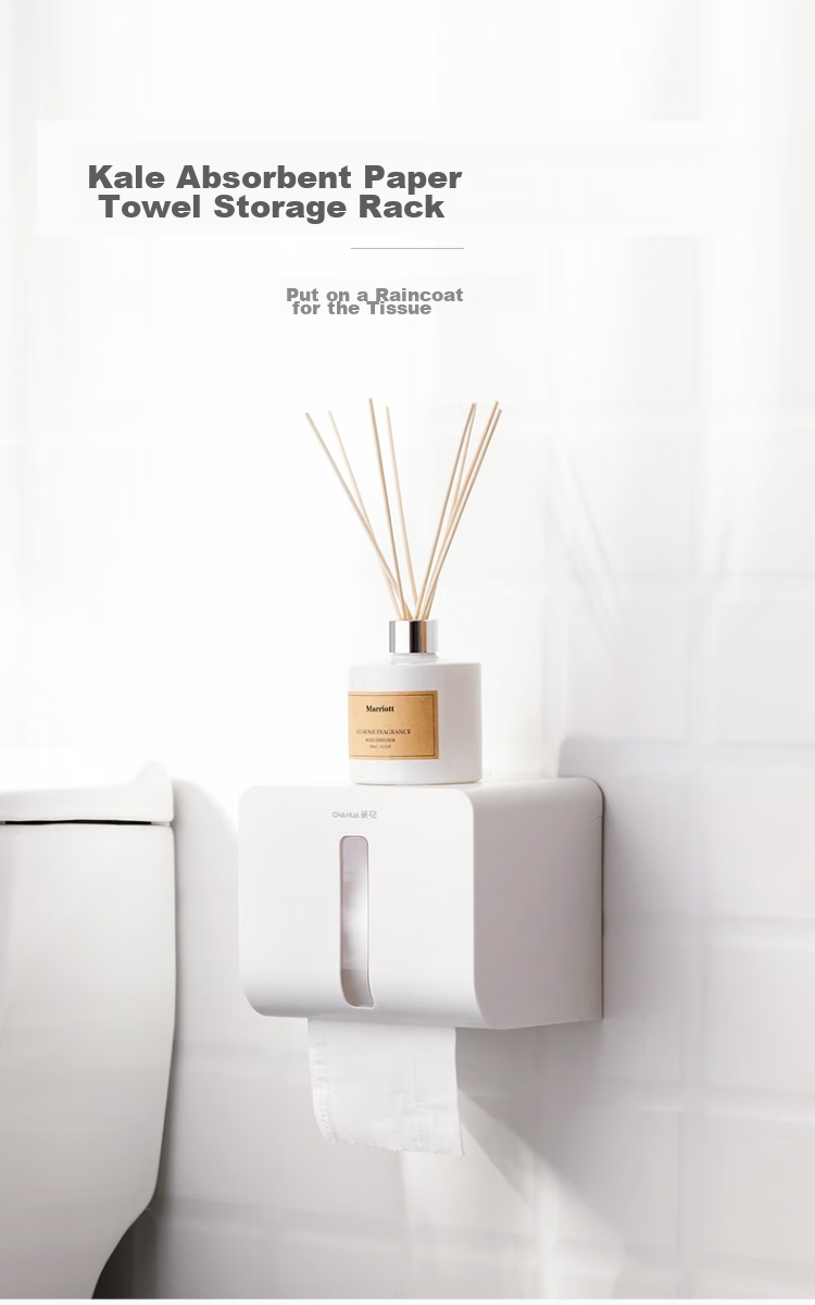 CHAHUA Tissue Box, Bathroom Paper Towel Holder, Toilet Organizer without Drilling, White, 1 Piece 1