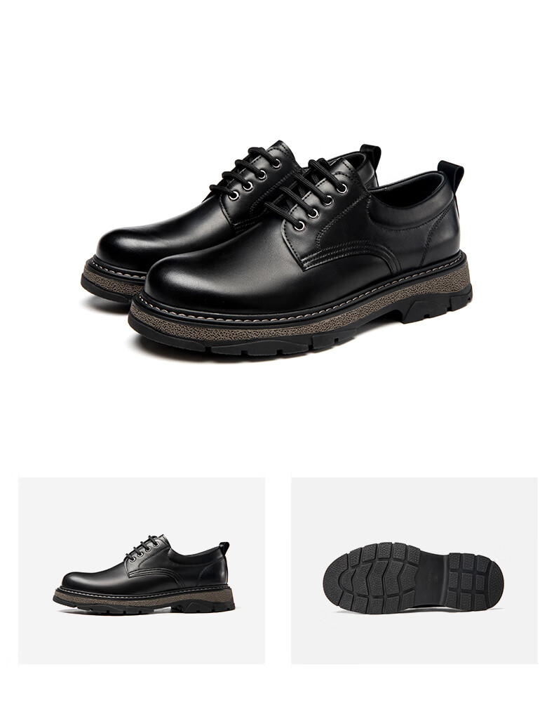 Aokang Official Men's Sports Leather Shoes Comfortable Work Shoes Black Size 38 7