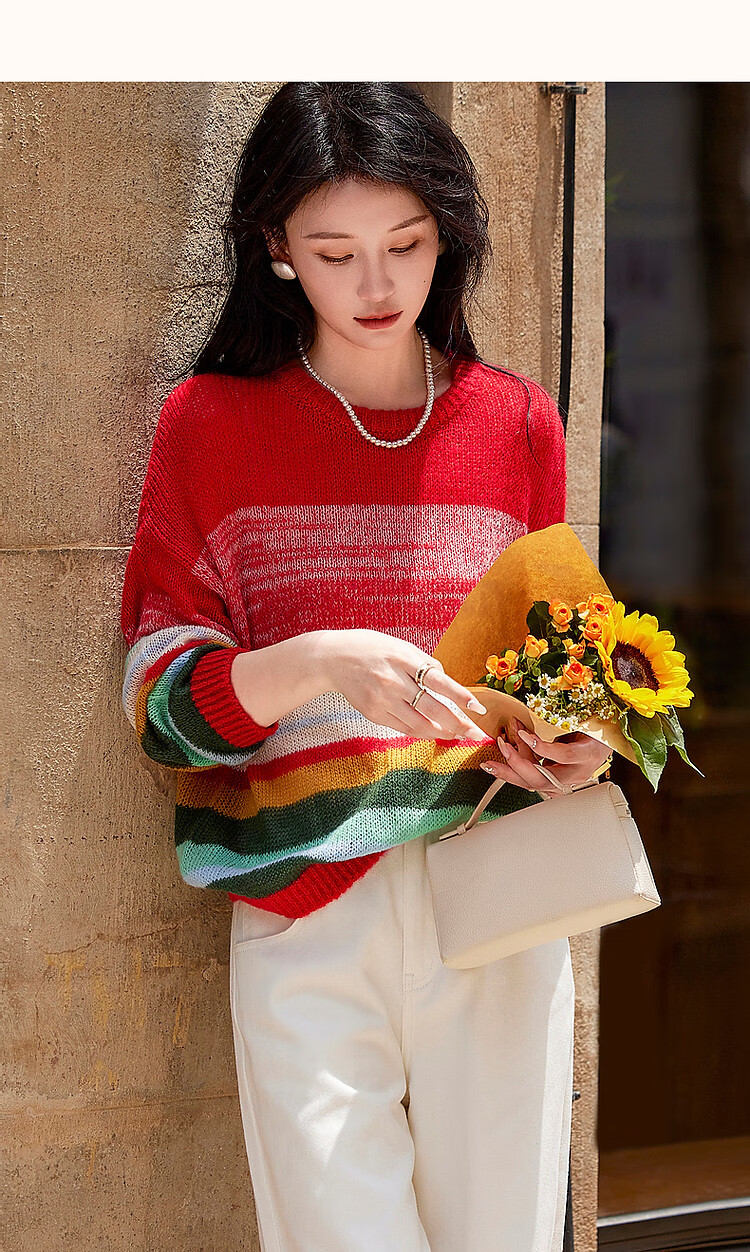 DME "Dindar Art Gradient" Spring and Autumn Light Luxury Merino Wool Sweater Hidden Meat Petite Knitted Top Women's Top 9