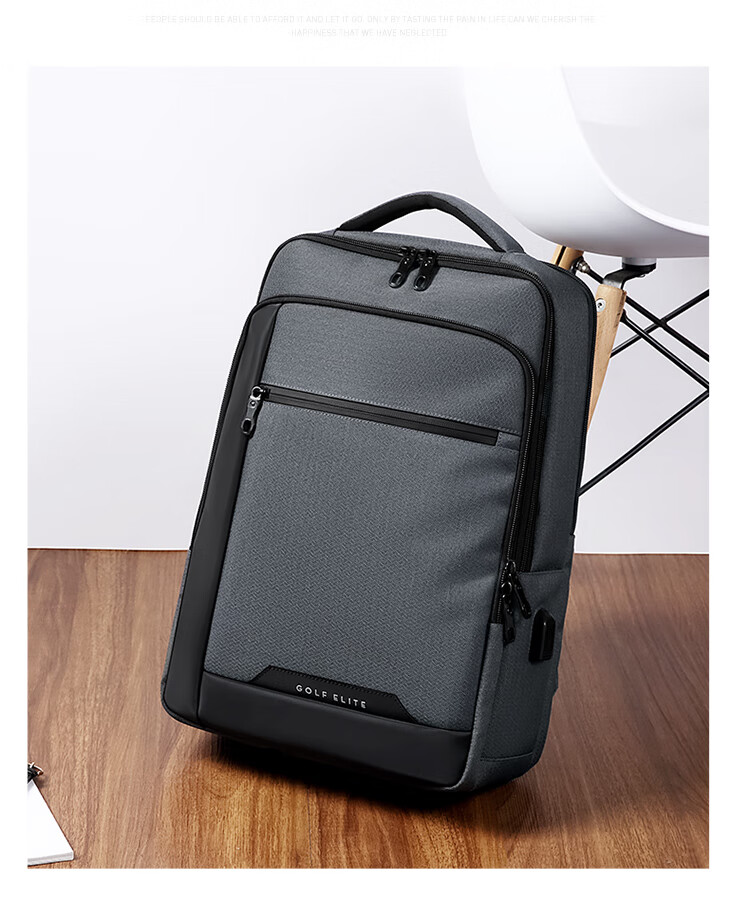 GOLF Backpack for Men, Large Capacity 15.6-Inch Laptop Backpack, USB Interface with Multiple Compartments, Business Casual Travel Bag for Students, Dark Gray with Black 29