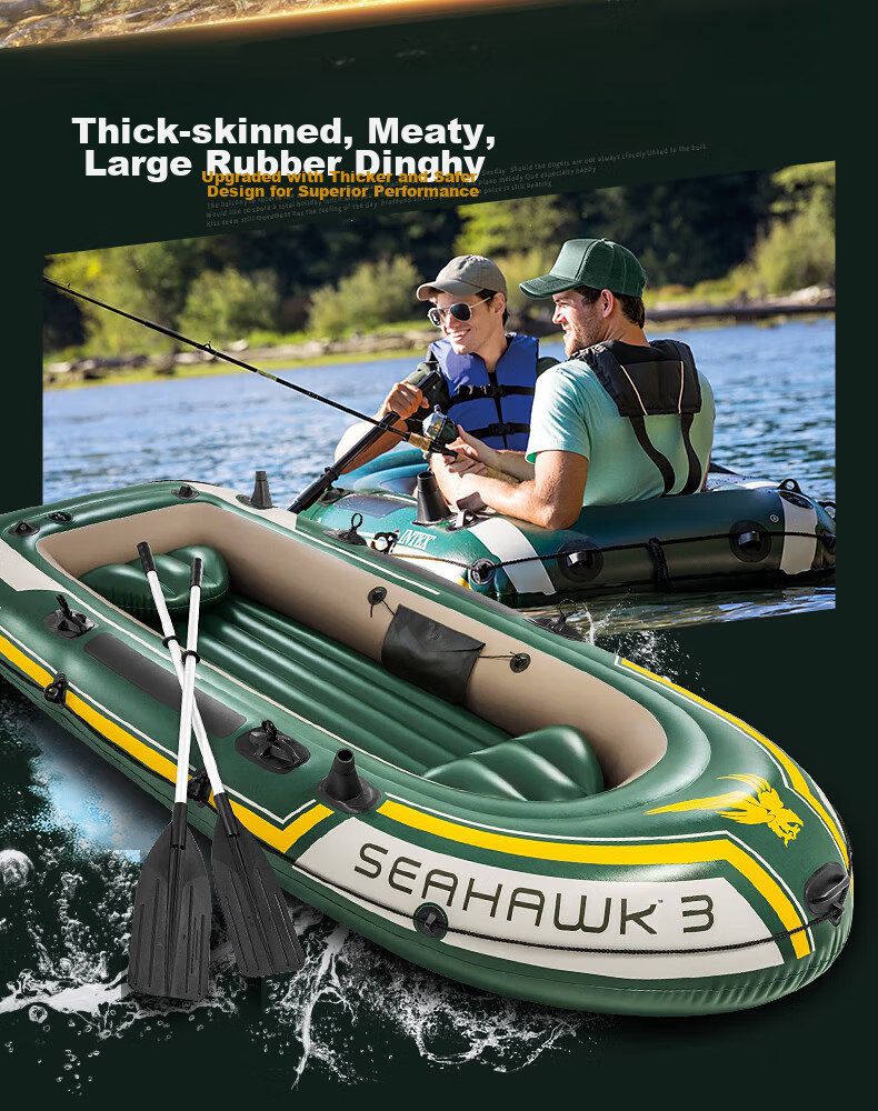 INTEX Challenger Two-Person Inflatable Boat, Thickened Rafting Kayak, Single Or Double Fishing Boat, Wear-Resistant Assault Boat 68306 3