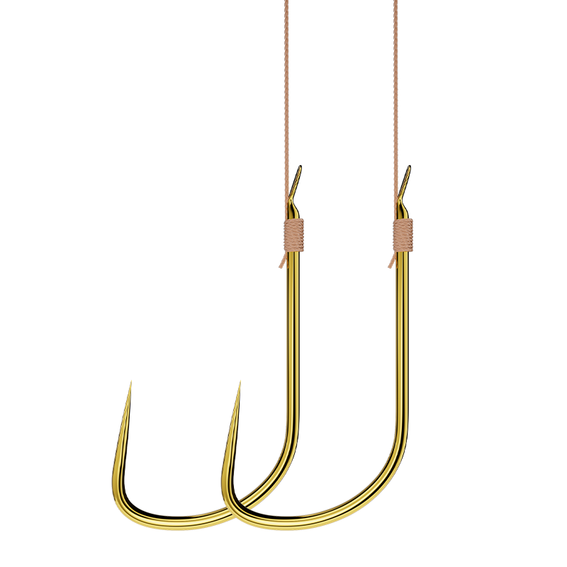 Xiaofengxian Finished Double Hook Fishing Line with Pre-Tied Hooks, Barbedless Gold Sleeve Fishing Line, 12 Sets of Hook Kit