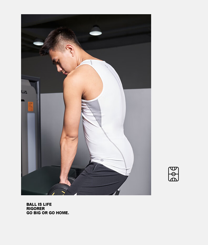 RIGORER Summer Breathable Quick-Dry Training Fitness Sleeveless Compression Shirt Z121210603 Pure Black L 12