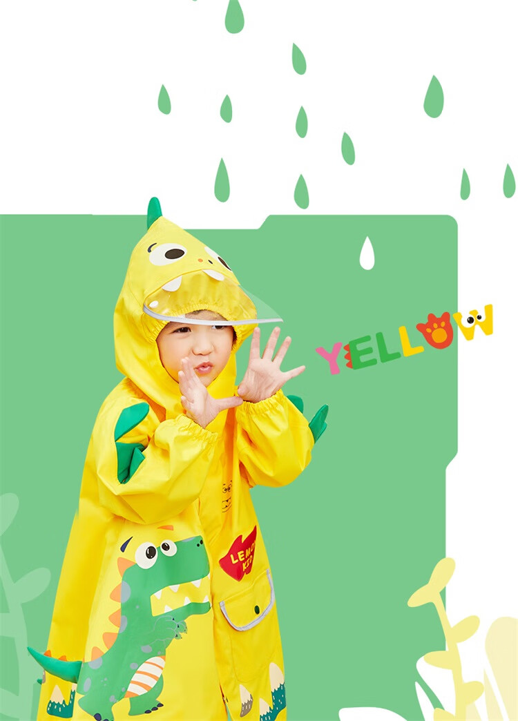 Lemonkid Children's Raincoat for Boys And Girls, Baby Rain Poncho, Elementary School Student Rain Gear, Tiana Rainbow Star Rabbit One-Piece, XL 14